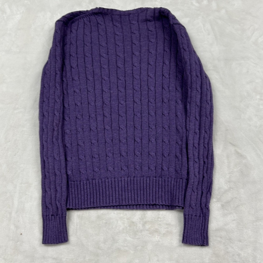 Polo Ralph Lauren Cable Knit Sweater Womens Small Purple Cotton Pony Logo - Picture 4 of 5